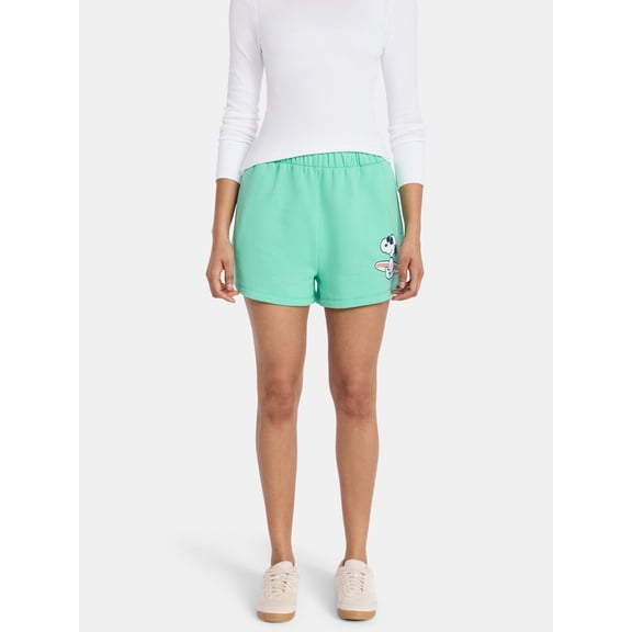 Peanuts Women's Snoopy Graphic Fleece Shorts, 2.5" Inseam, Sizes XXS-XXL