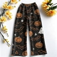 thumbnail image 5 of Trgacdwlo Halloween Fuzzy Pj Pants for Women Elastic Waist Fleece Sleeping Pants Women Cat Pumpkin Print Winter Warm Women's Pajama Bottoms, 5 of 6