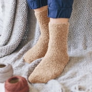 Autumn Winter Solid Plush Warm Coral Plush Home Socks Carpet Socks Sleep Socks Sports Socks Sock Brown