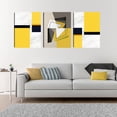 thumbnail image 3 of Geometric Wall Art 3 Pieces Framed Wall Art Canvas Artwork Paintings Abstract Yellow Room Decor Wall Posters Prints for Living Room Bedroom Bathroom Office (36"Wx16"H), 3 of 6