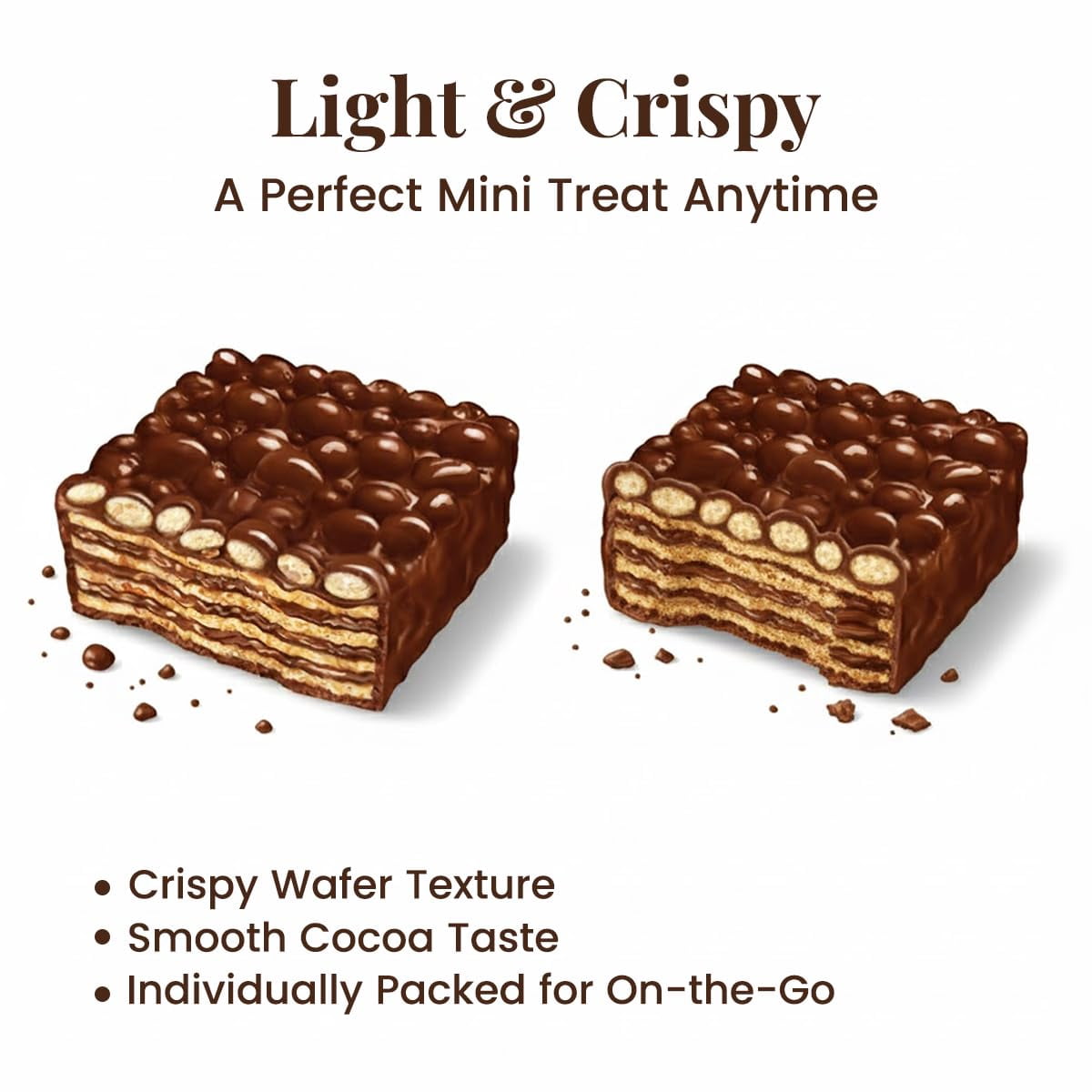 2 Pack - Sweet+Plus Zydo Mini Wafer Cakes for Kids & Adults - Crispy Sugar Free Wafer Cookies for Healthy Snacking & Daily Tea Time Routine - Delicious Dark Chocolate Wafer 10oz