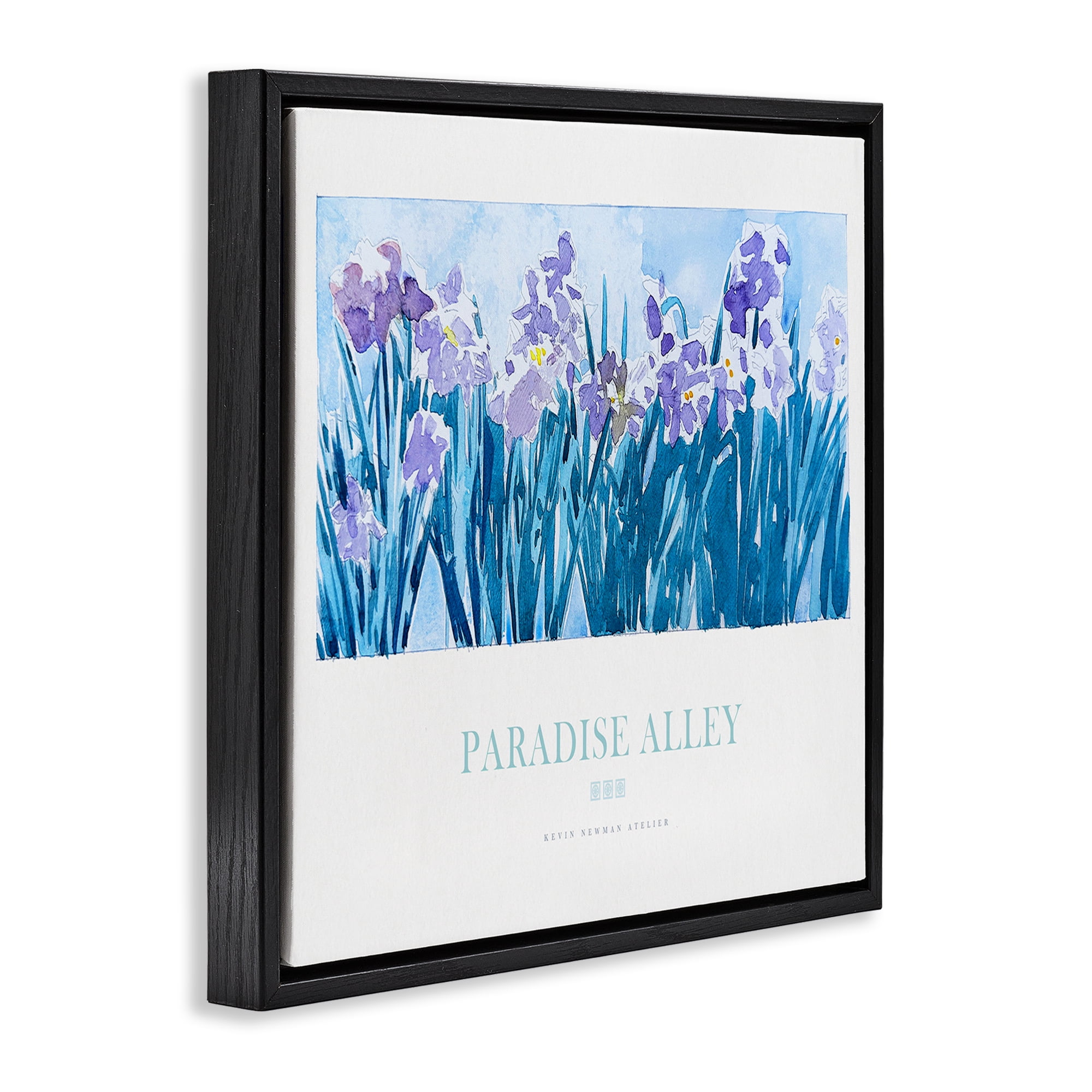 Stupell Industries Paradise Alley Purple Irises Black Framed Floater Canvas Wall Art, design by Jadei Graphics