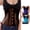 Brown, variant on Womens Halloween Waist Cincher Satin Corset Front Hook Closure Underbust Shaping Belt Vintage Outfit
