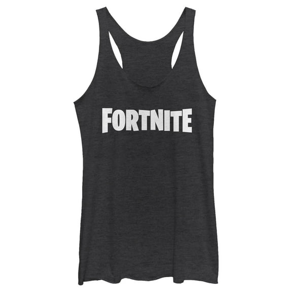 Women's Fortnite Classic White Logo  Racerback Tank Top Black Heather X Large