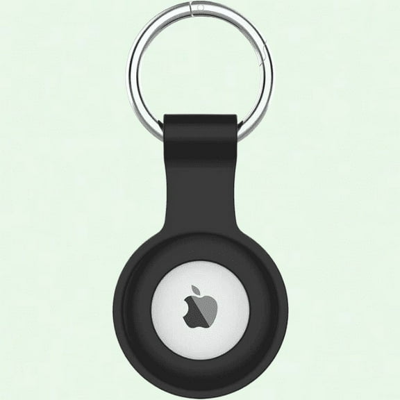 Apple AirTag Case, Waterproof Silicone Holder with Keyring Accessory (1 Pack) - Black