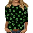 thumbnail image 5 of Xuyuer St. Patrick's Day Womens Fashion 3/4 Sleeve Round Neck Casual Cute T Shirts Shamrock Printed Graphic Tunic Blouses Tee Casua Basic Business Work Tops, 5 of 5