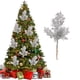 thumbnail image 4 of Ramo de flores artificiales navideñas | Arreglo de flor de Pascua de plástico rojo | Centro de mesa festivo de 23 cm para decoración del hogar, 4 of 6