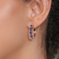 thumbnail image 3 of Gem Stone King 925 Sterling Silver Blue Created Sapphire and Red Created Ruby Hoop Earrings for Women (2.90 Cttw, Round 4MM and 1.9MM, Gemstone Birthstone 1 inch Diameter), 3 of 4