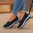 thumbnail image 3 of Women's Breathable Knitting Casual Flat Shoes Wedge Non Slip Walking Shoes Comfortable Low Top Slip On Mesh Loafers Black Size 7.5, 3 of 7