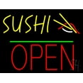 thumbnail image 1 of Sushi Block Open Green Line LED Neon Sign 15 x 19 - inches, Clear Edge Cut Acrylic Backing, with Dimmer - Bright and Premium built indoor LED Neon Sign for restaurant window and interior decor., 1 of 7