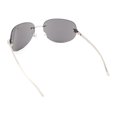 thumbnail image 4 of Diva Leopard Jewel Hinge Rimless Curved Wrap Lens Sunglasses Silver - Silver Mirror, 4 of 4