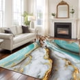 thumbnail image 3 of Turquoise Marble Area Rug 6x9 Washable Rug Non Slip Modern Abstract Gold Stripes Art Large Area Rug Soft Stainresistant Indoor Floor Carpet for Living Room Bedroom Home Office Dining Room Nursery, 3 of 7