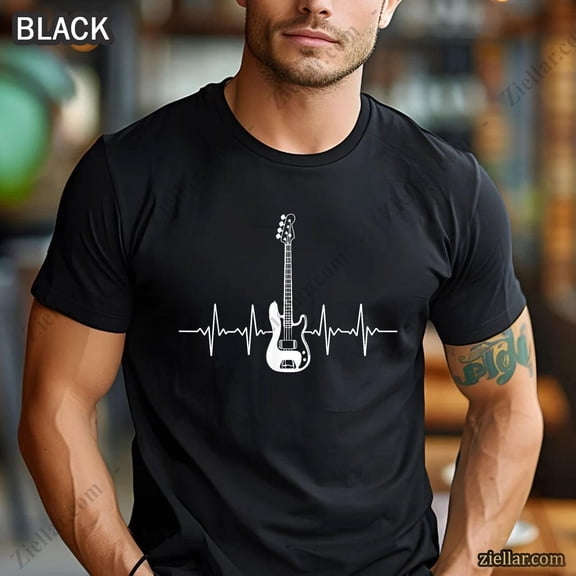 Simple Fit Cool Bass Guitar Heartbeat Shirt Music Lover Gift Tee For Men And Women All Size S-5Xl
