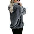 thumbnail image 2 of HTOOQ Chandail à Capuchon Duveteux pour Femmes 1/4 Zip Léger Chandails à Capuchon pour Femmes Pull Sherpa Chandail à Capuchon Chandails en Molleton et Chandails à Capuchon pour Femmes, 2 of 4