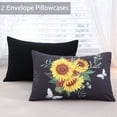 thumbnail image 7 of RYNGHIPY Black Floral Comforter Set Full Size Retro Yellow Sunflower Butterflies Leaves Bedding Set for Home Decor 100% Lightweight Breathable Microfiber Quilt Set (Black, Full), 7 of 7