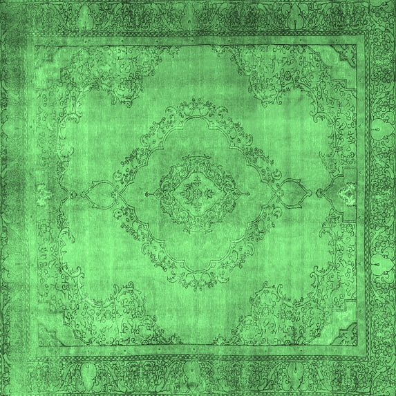 Ahgly Company Indoor Square Persian Emerald Green Traditional Area Rugs, 3' Square