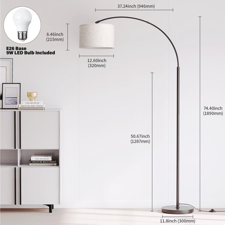 Sunmory 75" Arc Floor Lamp with LED Bulb and Drum Shade photo 7
