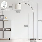 SUNMORY 75″ Arc/Arched Floor Lamp, Modern Floor Lamp with 9w LED Bulb & 3 Color Temperature, Tall Standing Lamps with Hanging Linen Drum Shade & Weighted Base for Bedroom, Living Room, Study Room
