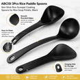 thumbnail image 3 of ABCISI Rice Paddle Spoon Set, Nonstick PPS Rice Scooper, Soup Ladle and Porridge Spoon for Rice, Soup, Potatoes and Everyday Cooking, Black, 3 Pcs, 3 of 6