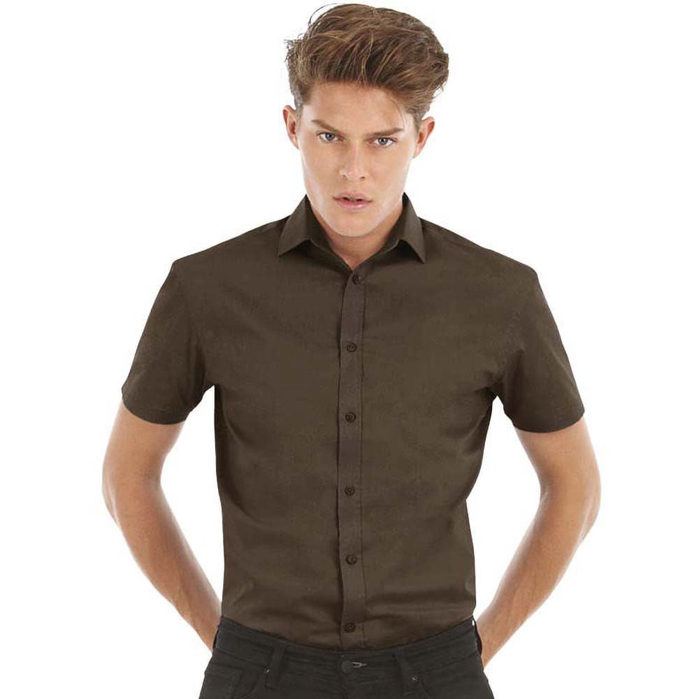 BandC - B&C Mens Black Tie Short Sleeve Dress Shirt - Walmart.com ...