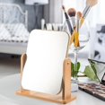 thumbnail image 3 of Wood Makeup Mirror Dressing Table Mirror 360 Swivel Desktop Mirror Square Mirror For Dressing Table Desk, Bathroom, Bedroom lin, 3 of 4