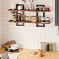 thumbnail image 5 of HOOBRO Set of 2 15-Inch 2-Tier Floating Wall Shelves, Rustic Brown and Black, 5 of 13