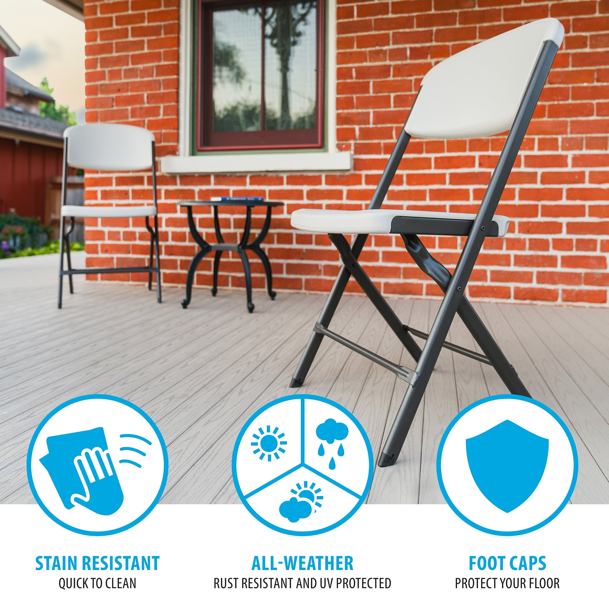 Lifetime Polyethylene Folding Chair - 4 Pack, Indoor/Outdoor (Commercial Grade)- Almond (81157)
