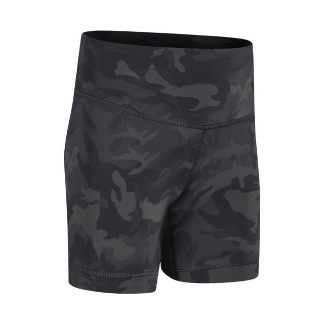 Pantalones cortos de yoga de color liso con cintura alta y elásticos ajustados para entrenamiento en la cadera color melocotón para mujer