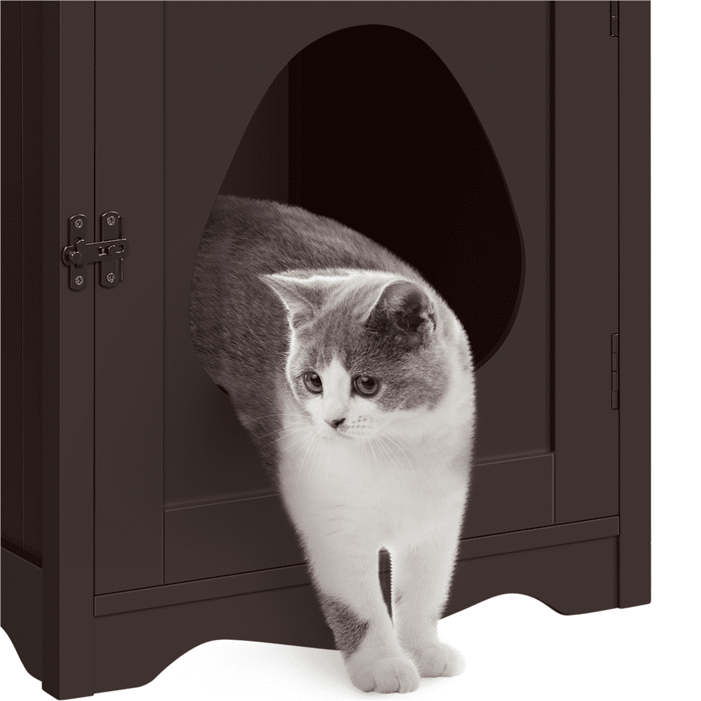 Alden Design Wooden Cat Litter Box Enclosure End Table Espresso