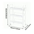 thumbnail image 2 of Yucurem 3-Tier Metal Rolling Storage Cart Shelves, Utility Cart Organizer Cart with 4 Hook & 2 Hanging Buckets, Movable Storage Organizer for Kitchen, Office & Home (White), 2 of 8