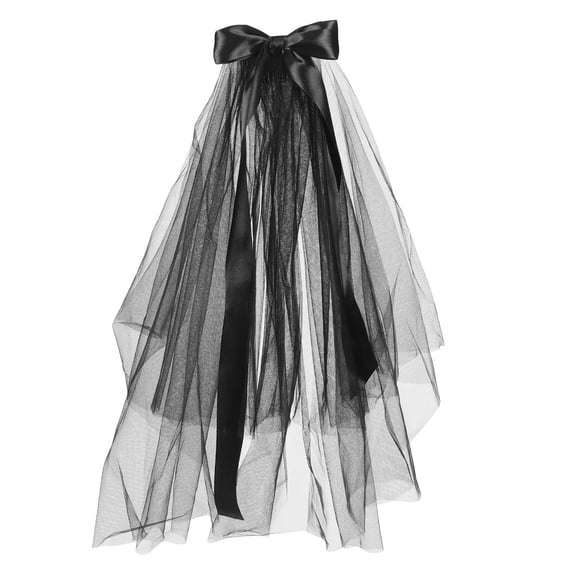 PENIKOKO Black Bowknot Veil Costume Accessory for Women Bride Wedding Party Dress Up