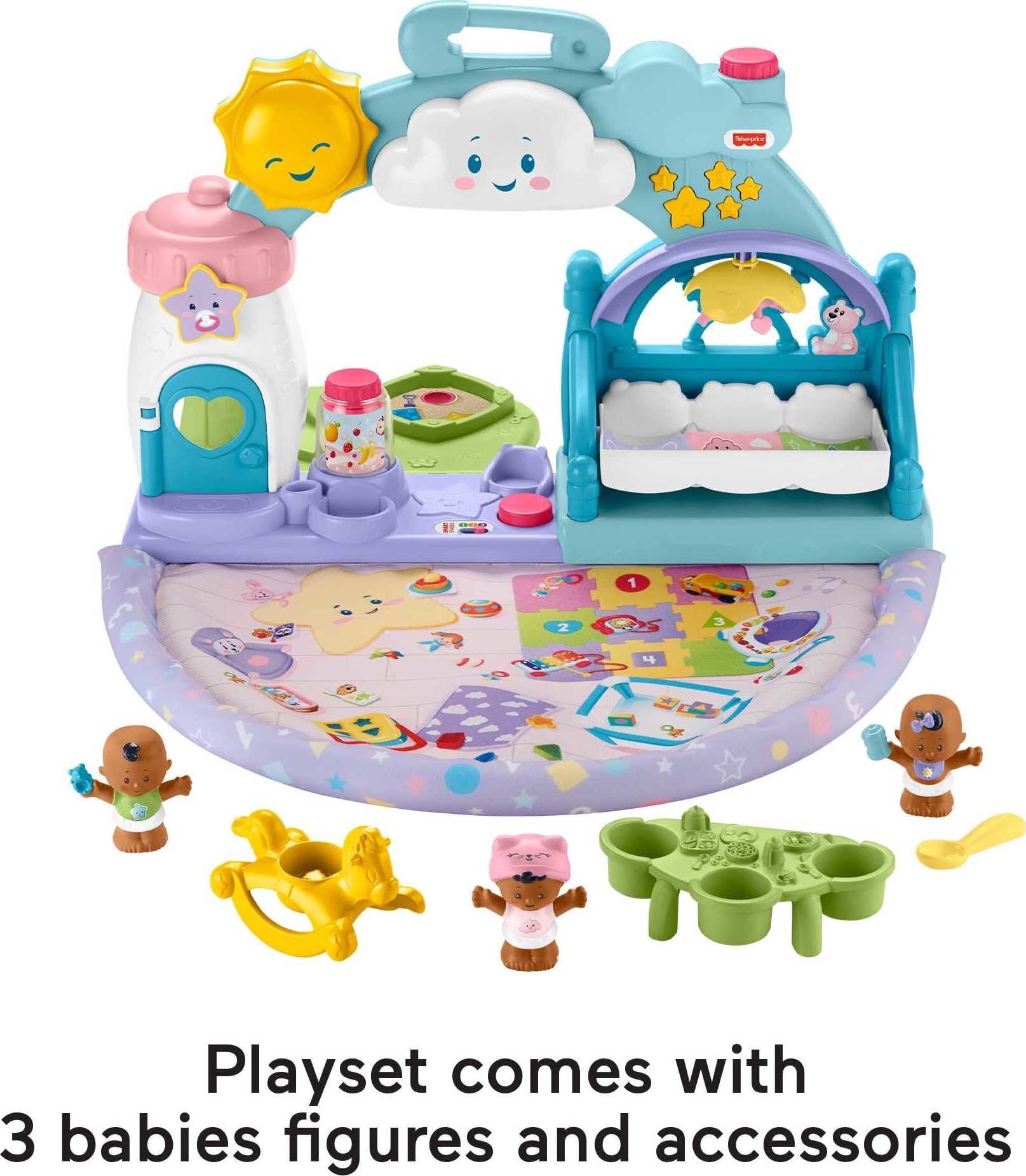 ​Fisher-Price Little People 1-2-3 Babies Playdate Musical Playset with 3 Black Baby Dolls