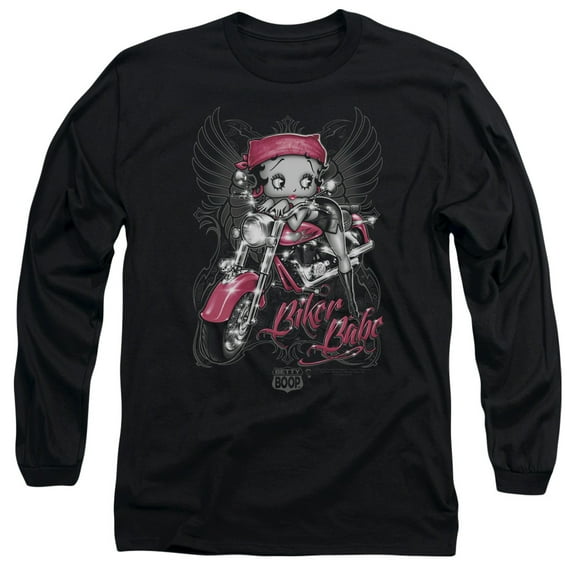 Betty Boop Biker Babe Long Sleeve T-Shirt Adult 18/1 Black
