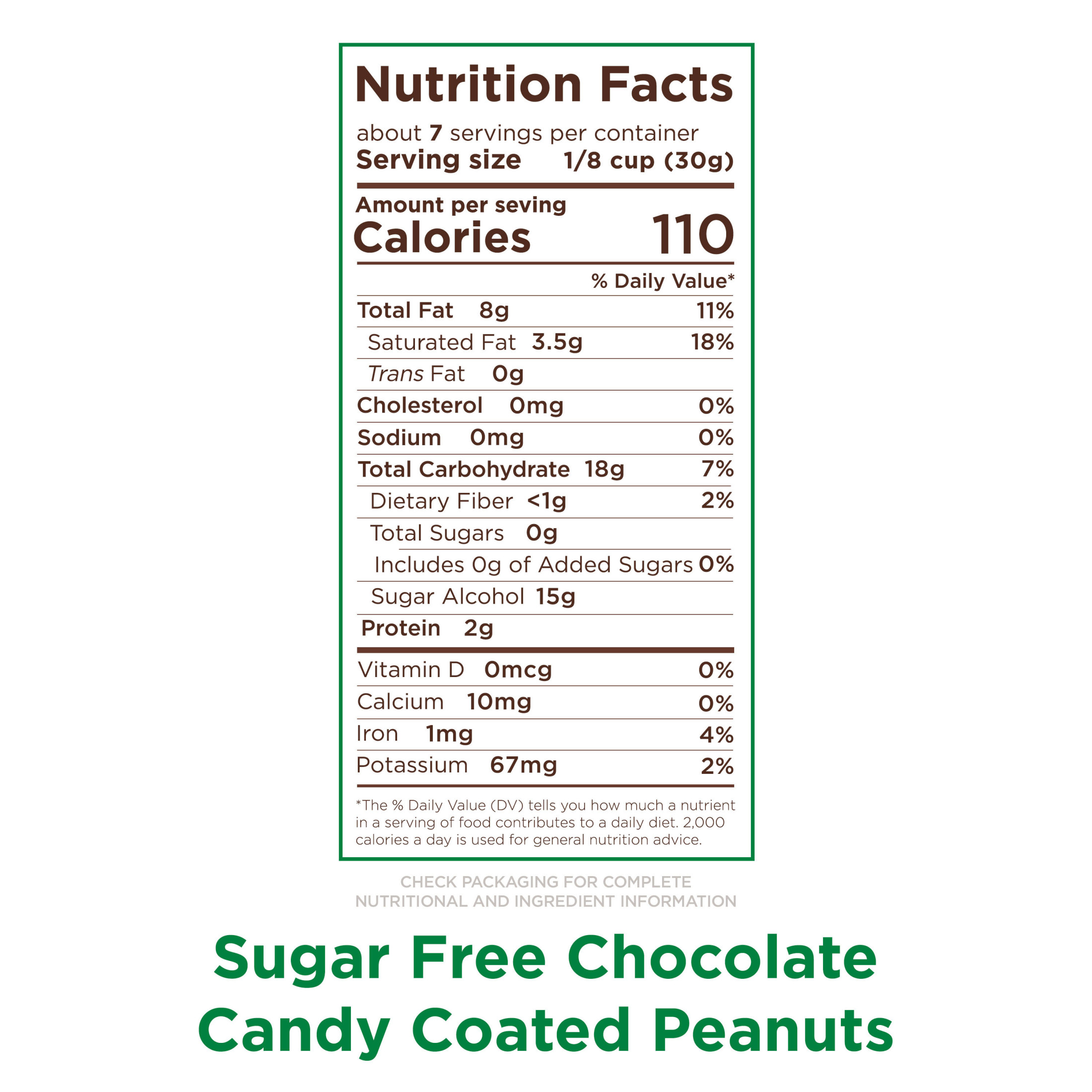 RUSSELL STOVER Sugar Free Chocolate Candy Coated Peanuts, 7.5 oz. bag