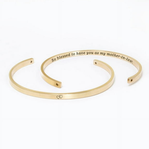 "So blessed to have you as my mother-in-law" Adjustable Rose Gold Stainless Steel Cuff Bangle Mother's Day Gift Set