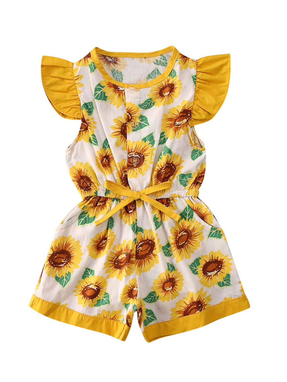 Fashion Toddler Baby Girls Sunflower Printed Romper Jumpsuit Playsuit ...