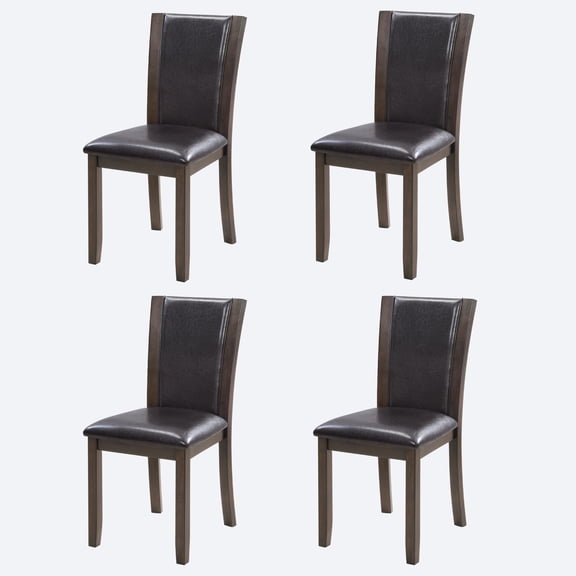 Nmkwnr Pack of 4 Faux Leather Armless Dining Chairs with Wooden Frame, Upholstered Seat Side Chair for Dining Room, Living Room, Kitchen, Dark Brown