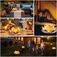 thumbnail image 6 of KOMI Garden Solar Lights Outdoor(2Pack) , Amber Crackle Globe Glass Lotus Decoration , Waterproof Orange Metal LED Flower Lights for Patio,Lawn,Walkway,Tabletop,Ground, Garden Gifts for Women, 6 of 7