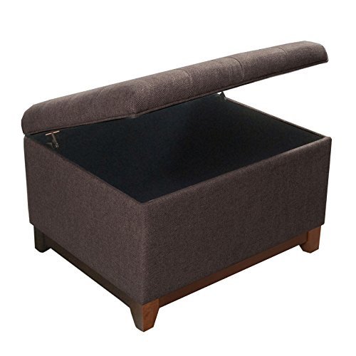 kinfine upholstered chunky textured tufted storage ottoman with hinged