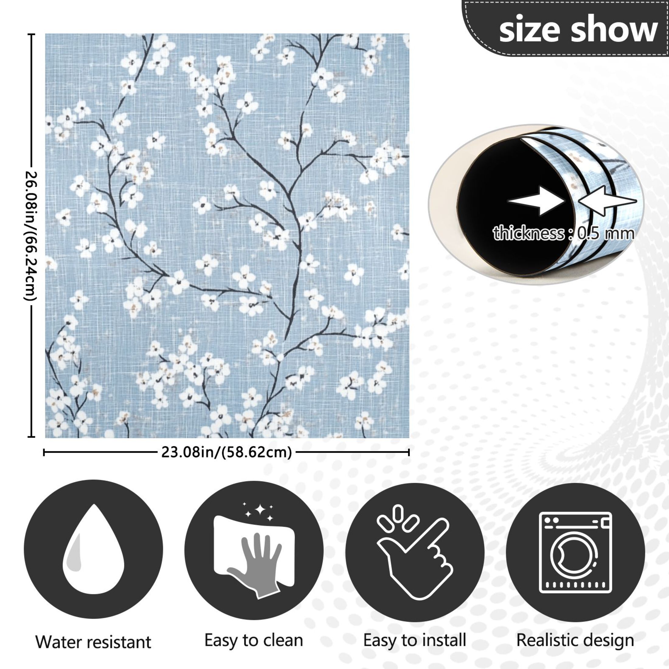 Dishwasher Magnetic Sticker 23x26 Inch Refrigerator Magnetic Sticker Washing Machine Magnetic Sticker Kitchen Panel Magnetic Sticker Home Decor Pretty Blue Cloth Flowers