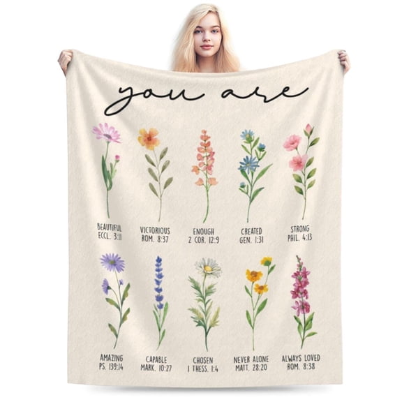 Christian Gifts for Women Birthday, Christian Blanket with Flowers | Inspirational, Religious Gifts for Women, Sister, Friend, Daughter, Mom, Baptism Gift, Soft Throw Blankets 50x40