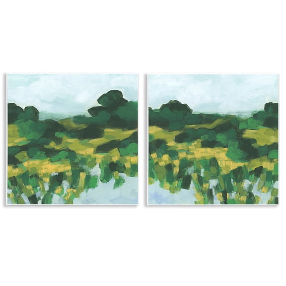 Stupell Industries Reflecting Green Nature Landscape & Nature Painting Unframed Art Print Wall Art, 12 x 12, Set of 2