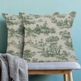 thumbnail image 2 of Toile Pillow Covers 18x18 Inch Set of 2, French Style Outdoor Decorative Throw Pillowcase Vintage Green Toile De Jouy Cushion Cover for Sofa Couch Farmhouse Living Room Bed Decor, 2 of 6
