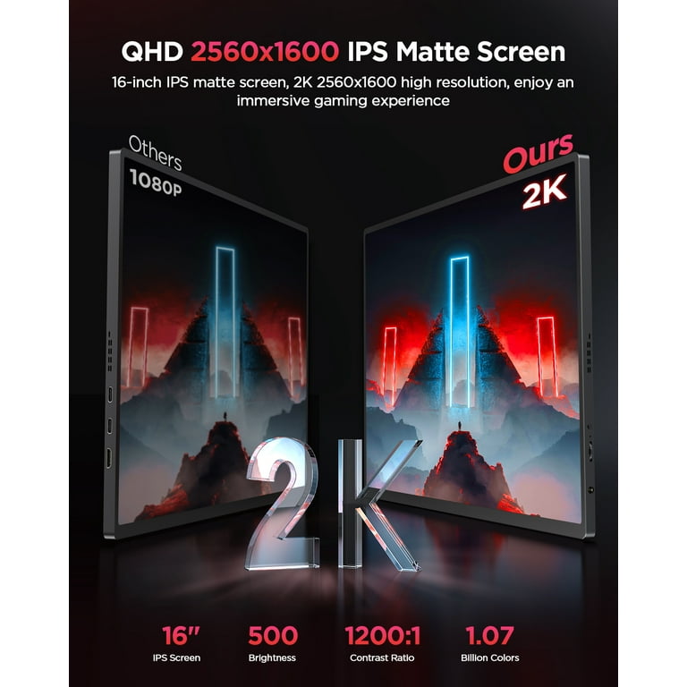 16 2K Portable Monitor 120Hz Freesync Gaming Screen For Game PS Xbox  Series x
