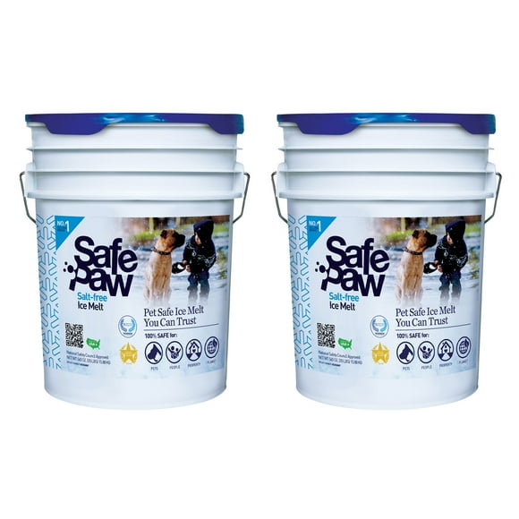 Safe Paw Pet Safe Ice Melt, 100% Salt and Chloride free with Traction Agent, Non-Toxic, Fast Acting, Lasts 3X Longer – 35 Lbs, 2 Pack