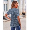 thumbnail image 6 of Zeagoo Women's Puff Short Sleeve Tunic Tops Pleated Floral Print V Neck Blouses Dressy Casual Loose Summer T-Shirts, 6 of 7