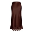 thumbnail image 6 of Maxi Skirts for Women Casual Comfort A line Summer Skirts Flowy Skirt Satin Solid Color Midi Skirt Silk Skirts for Daily Wear, 6 of 6