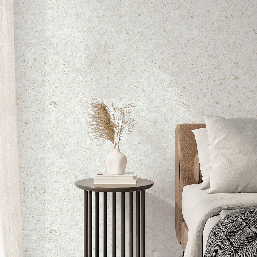 Tempaper Faux Cork White & Metallic Gold Peel and Stick Wallpaper, 20.5" x 16.5'