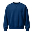 thumbnail image 3 of hoksml Men s Solid Crew Neck Sweatshirt Loose Fit Long Sleeve Chest Pocket for Fall Winter Daily Work Outdoor Comfort, 3 of 4