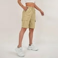 thumbnail image 4 of HKYNLAG Bermuda Shorts for Women Summer Quick Dry Cargo Shorts with Pockets Outdoor Drawstring Waist Knee Length Hiking Short Complexion XL, 4 of 6